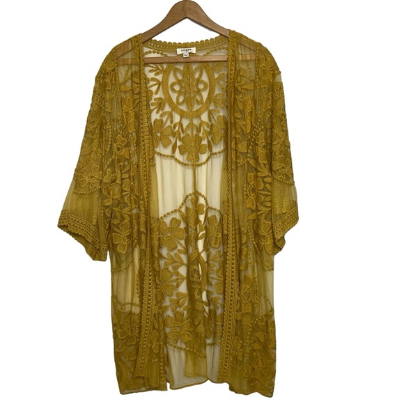 Golden Lace Kimono Cardigan Small - Picture 3 of 10